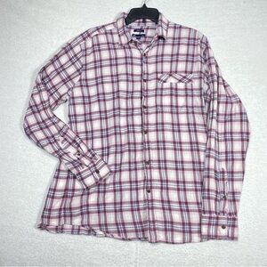 GAP Classic Fit Plaid Shirt Women's M Purple Button Up Long Sleeve Casual Top